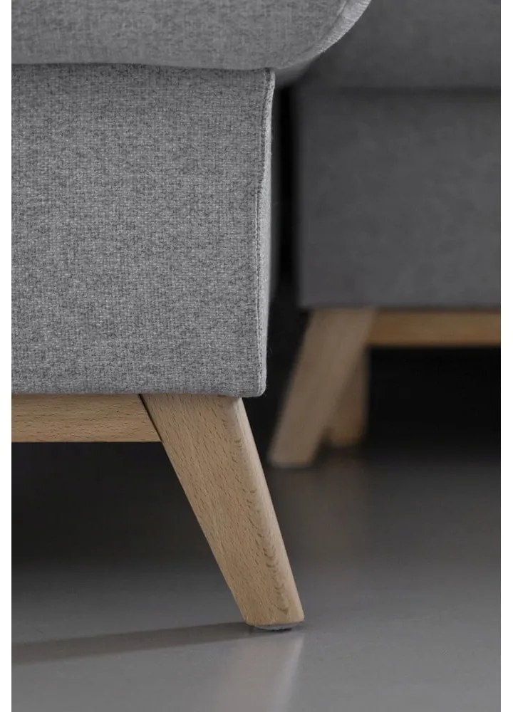 Divano angolare grigio chiaro allungabile/con contenitore (con penisola a sinistra/con chaise lounge) Scandic Lagom – Miuform