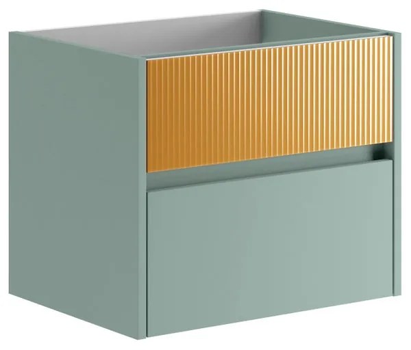 Mobile da bagno sotto lavabo Niwa verde laccato opaco L 59.5 x H 50 x P 45.5 cm 2 cassetti, lavabo non incluso