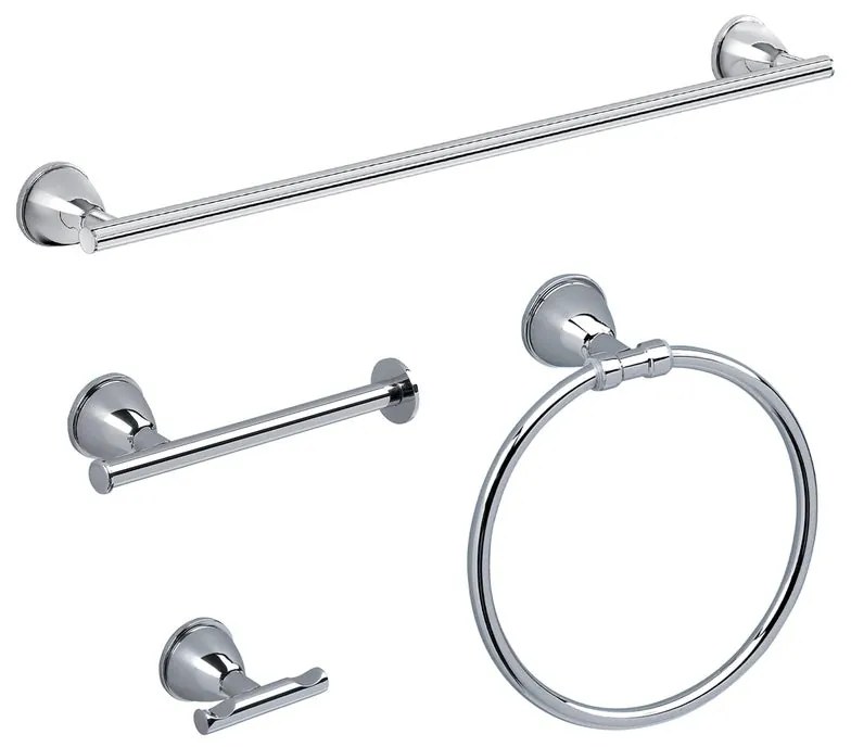 Set di accessori da bagno in acciaio cromato