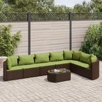 Set Divani da Giardino 8 pz con Cuscini Marrone in Polyrattan 3308390