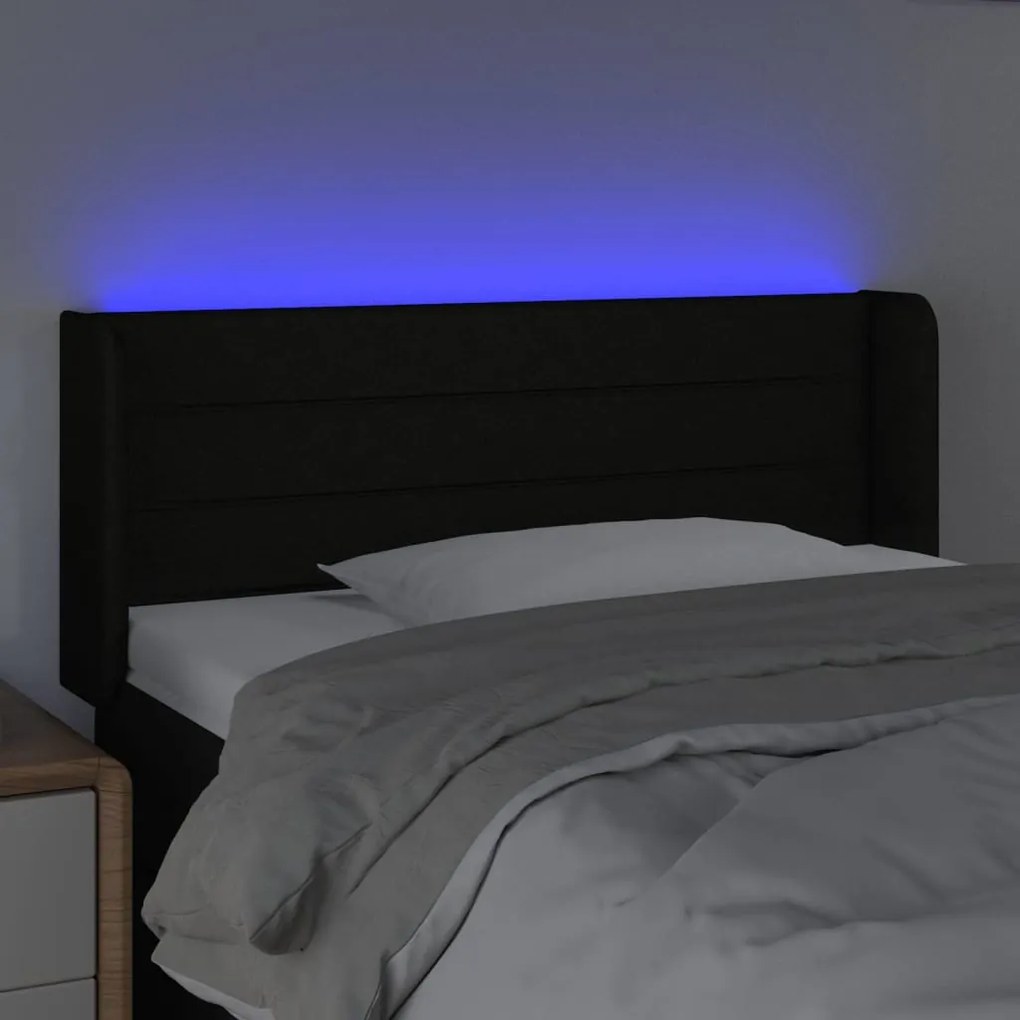 Testiera a led nera 93x16x78/88 cm in tessuto