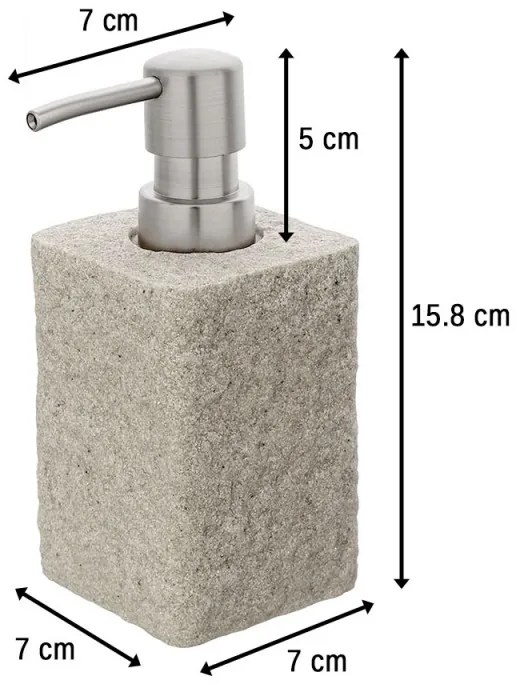 Dispenser Sapone In Resina Beige Capacita 280 Ml Effetto Pietra