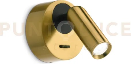 Bean applique a parete  led 3000k 3w  200 lm ottone con interruttore