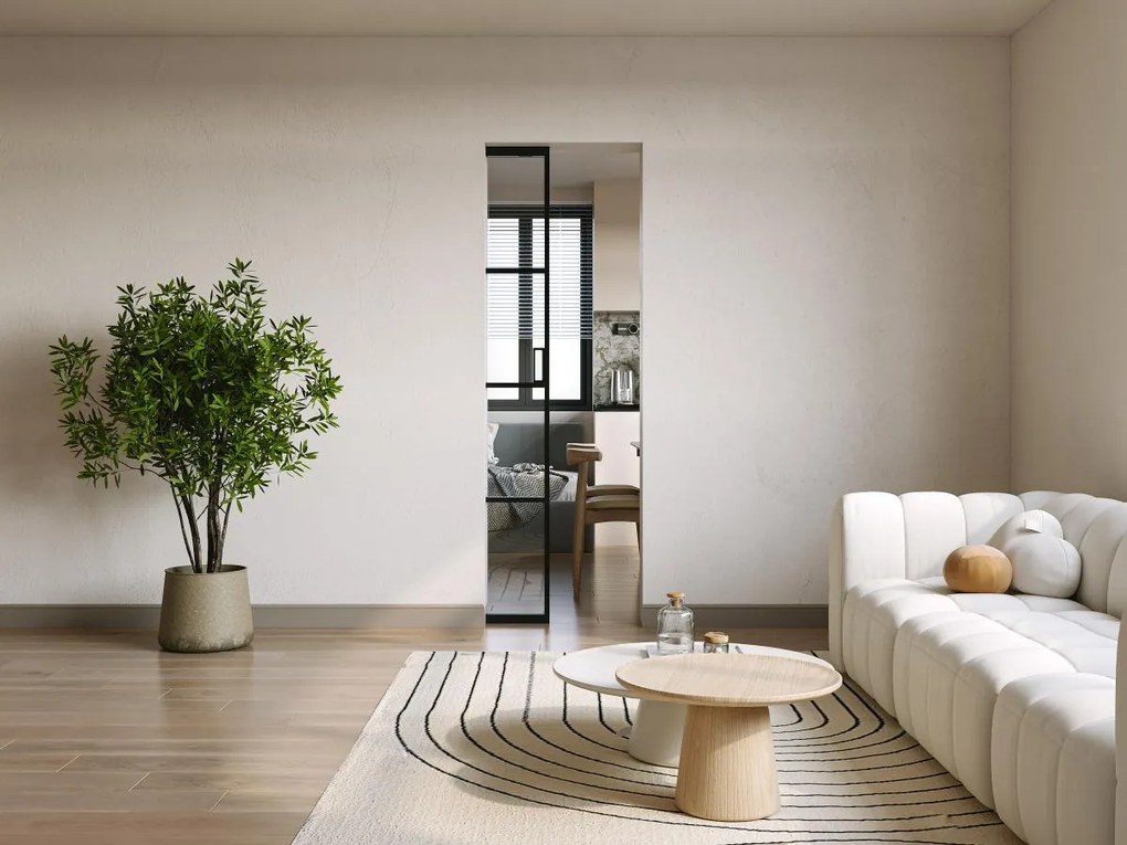 Porta scorrevole con sistema a incasso in Alluminio e Vetro temperato H205 x L73 cm - WILDEN II