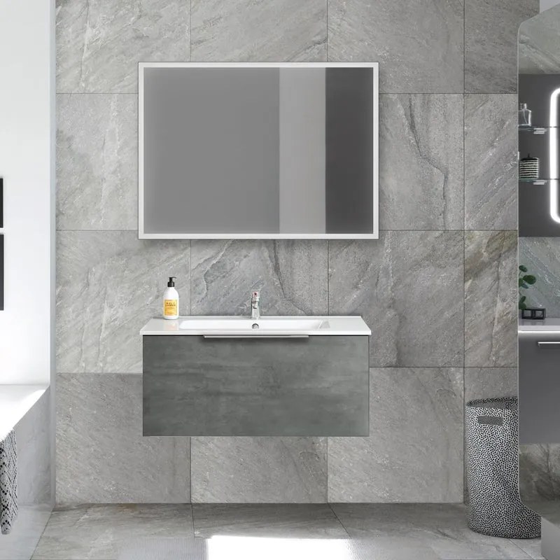 Mobile sottolavabo e lavabo Portland per vasca centrale cemento L 90 cm