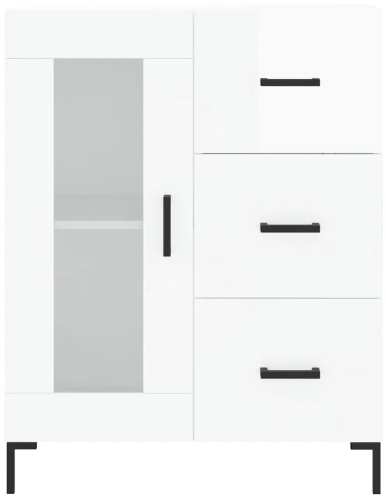 Credenza 69,5x34x90 cm in legno multistrato bianco lucido