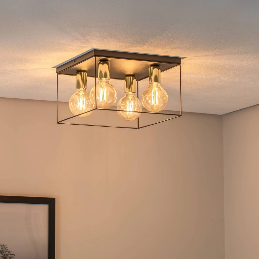 Luminex Plafoniera Anna con struttura in metallo, a 4 luci quadrate