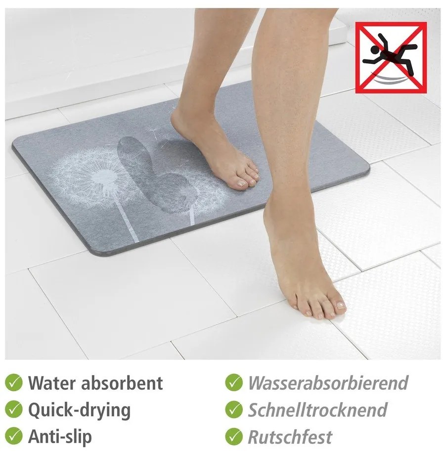 Tappetino da bagno grigio in terra di diatomee 39x60 cm Astera - Wenko