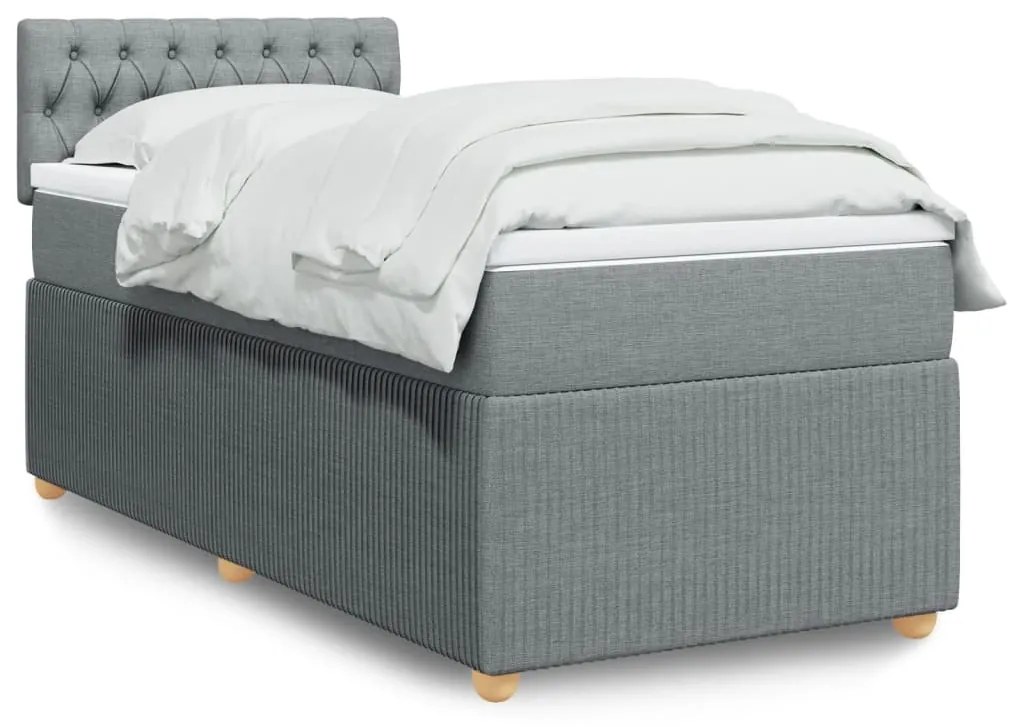 Giroletto A Molle Con Materasso Grigio Chiaro 90x190 Cm Tessuto /