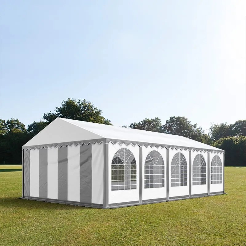 TOOLPORT XXL 6x10m tendone per feste, PVC 1400, telaio perimetrale, bianco-grigio - (8676BL)