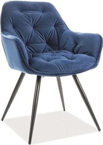 Sedia in velluto Cherry blu navy/nero Blu86