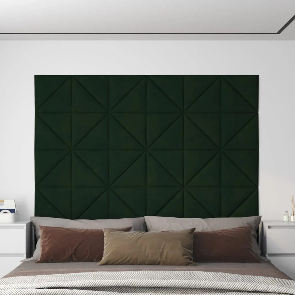 Pannelli Murali 12 Pz Verde Scuro 30x30 Cm İn Velluto 0,54 M² /
