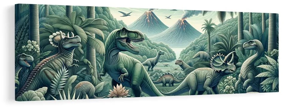 Quadro su tela – Mondo selvaggio dei dinosauri
