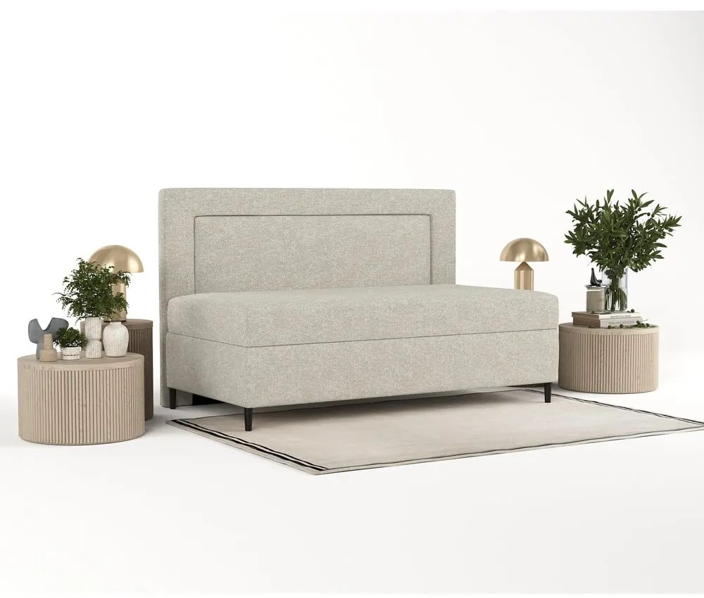 Letto singolo imbottito grigio e beige 90x200 cm Alba - Maison de Rêve