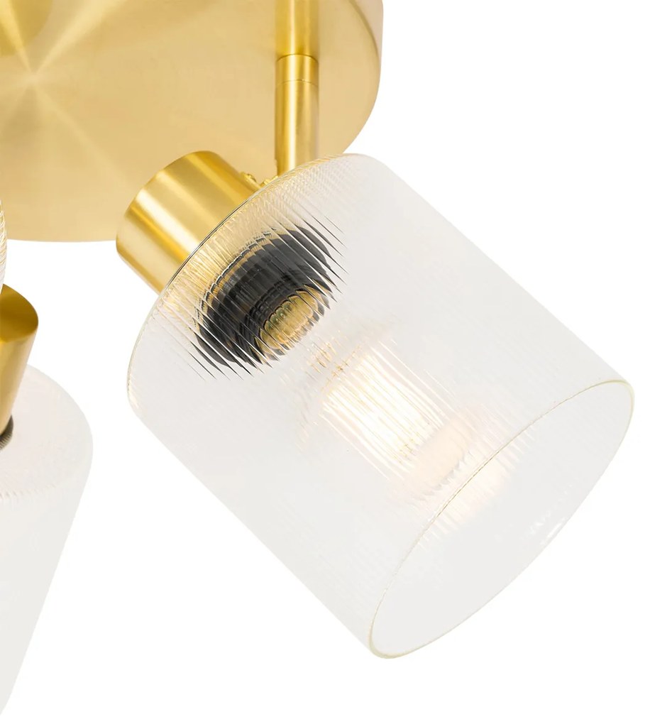 Faretto da soffitto oro con vetro 3 luci orientabile rotondo - Laura
