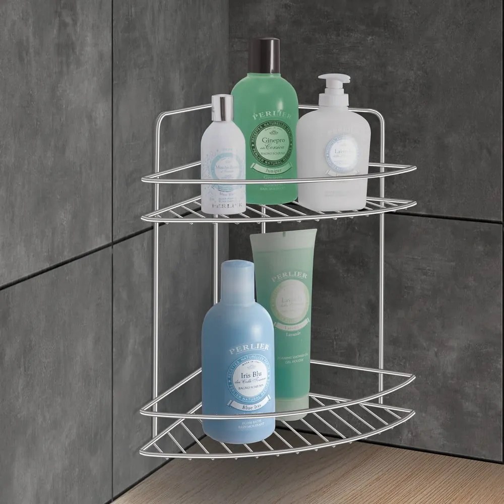 Mensola da bagno color argento lucido in acciaio Luxy – Metaltex