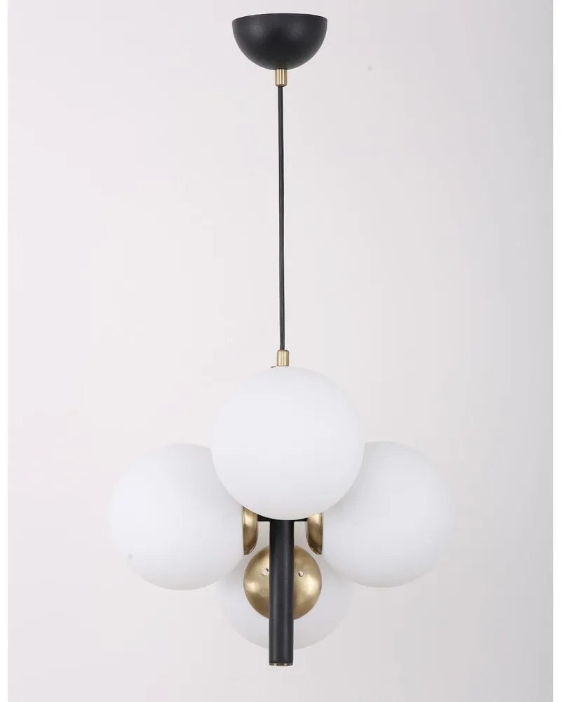 Lampada a sospensione bianca e nera con paralume in vetro ø 15 cm Forte - Squid Lighting