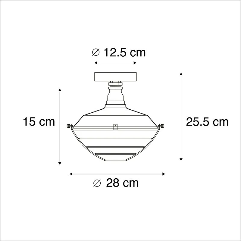 Plafoniera industriale argento antico 25,5 cm - Course