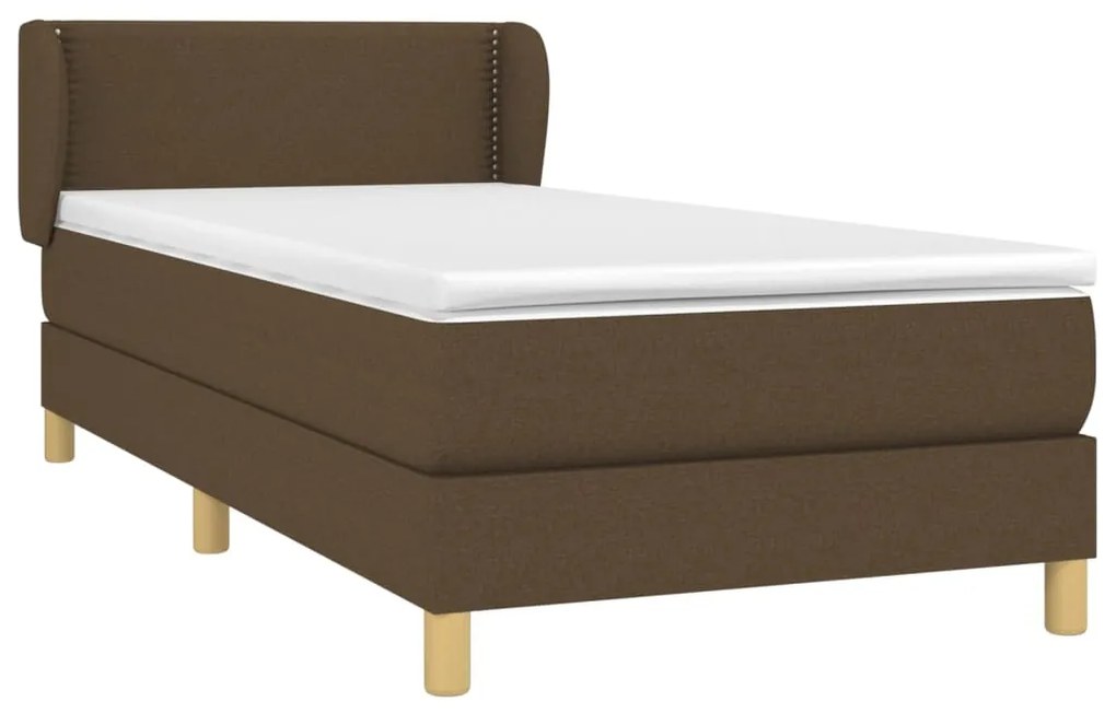 Giroletto a molle con materasso marrone scuro 90x190cm tessuto