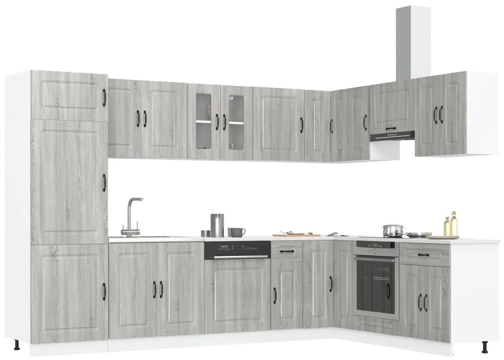 Armadio da cucina 'kalmar' con doppi lavelli grigio in legno ingegnerizzato