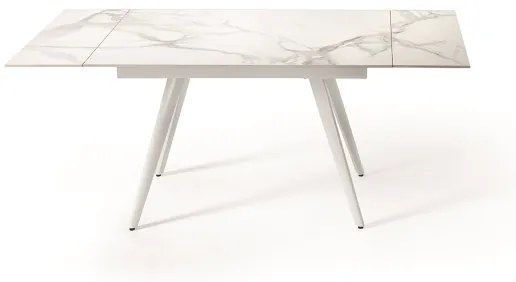 Tavolo con piano effetto Marmo Bianco base metallo allungabile fino a 180 cm ORESTE