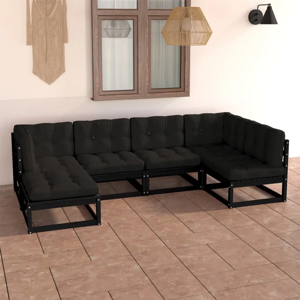 Set divani da giardino 6 pz con cuscini legno massello di pino