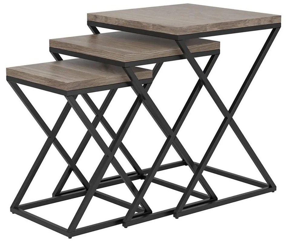 Eglo 424783 - SET 3x Tavolino d'appoggio CLONMANY marrone/nero