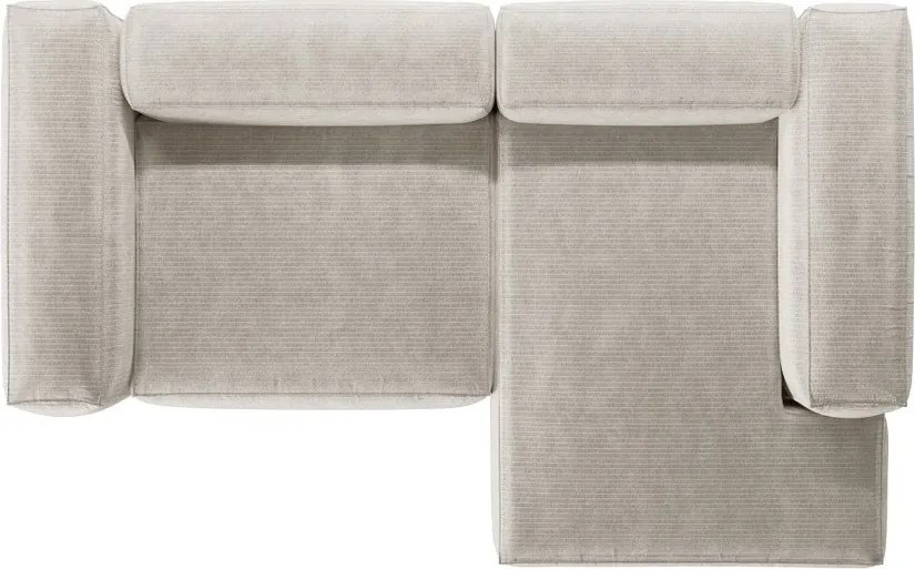 Divano angolare beige (con penisola a destra/con chaise lounge) con rivestimento in velluto a coste Bergamo – Cosmopolitan Design