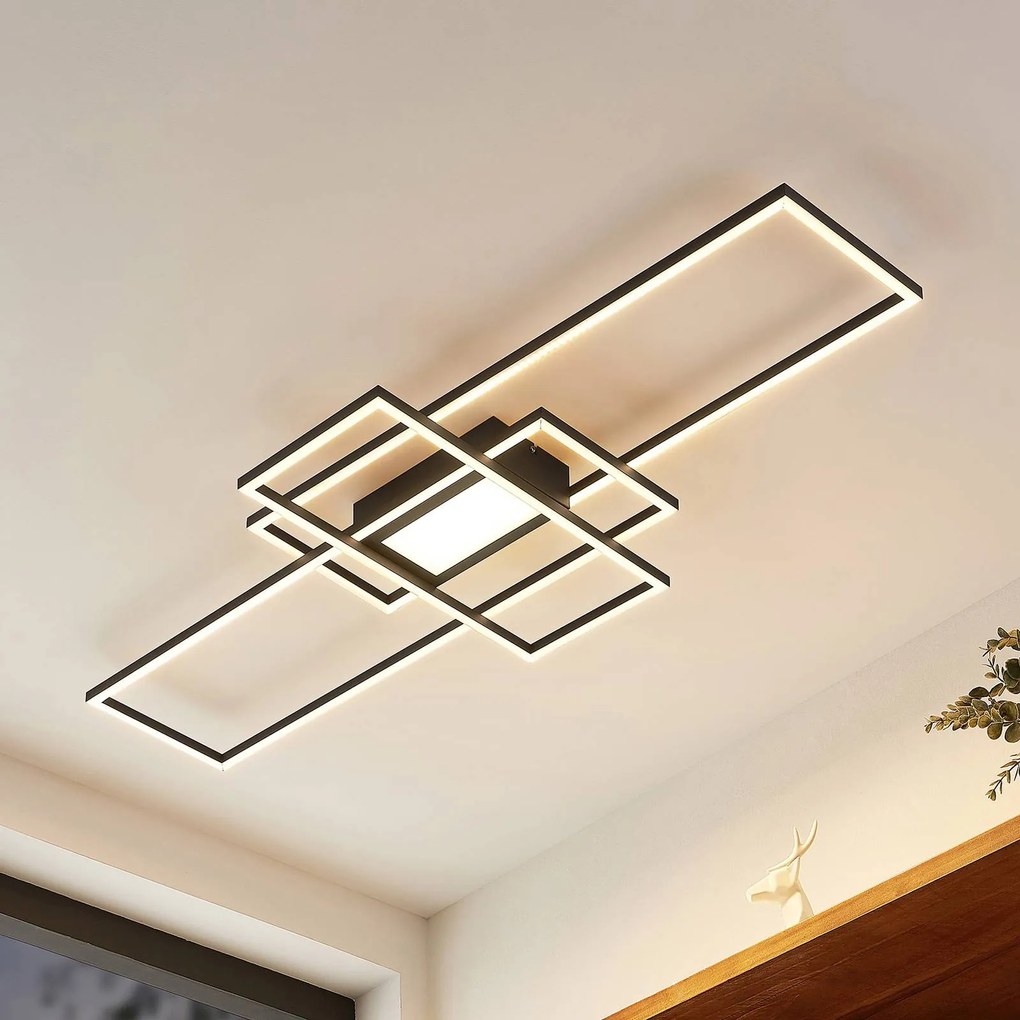 Plafoniera a LED Caitilin Lindby, dimmerabile, Alluminio / Grigio / Zincato, Soggiorno / Sala da pranzo, Metallo, Moderno, Plafoniera LED