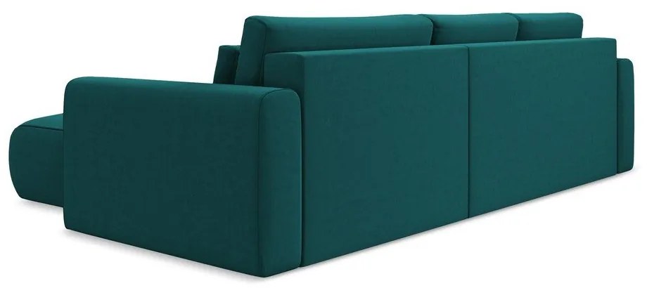 Divano angolare turchese allungabile/con contenitore (con penisola a destra/con chaise lounge) con rivestimento in velluto Kapua – Makamii