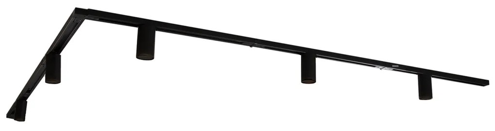 Sistema di illuminazione a binario moderno con 5 faretti neri monofase GU10 35mm - Iconic Ruby Honey