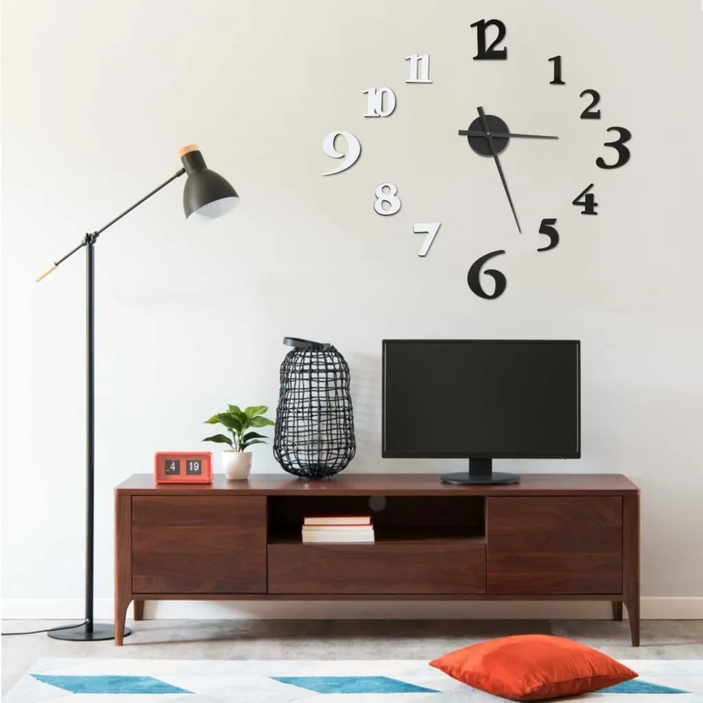 Orologio Da Parete 3d Design Moderno Nero E Bianco 100 Cm Xxl /