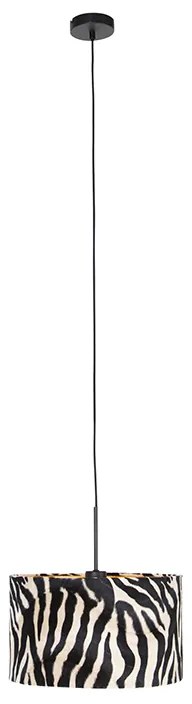 Lampada a sospensione moderna nera con paralume a zebre 35 cm - Combi
