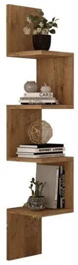 Mensola Angolare Libreria A Parete Sospesa 22x22x117 Effetto Legno Rovere Kos