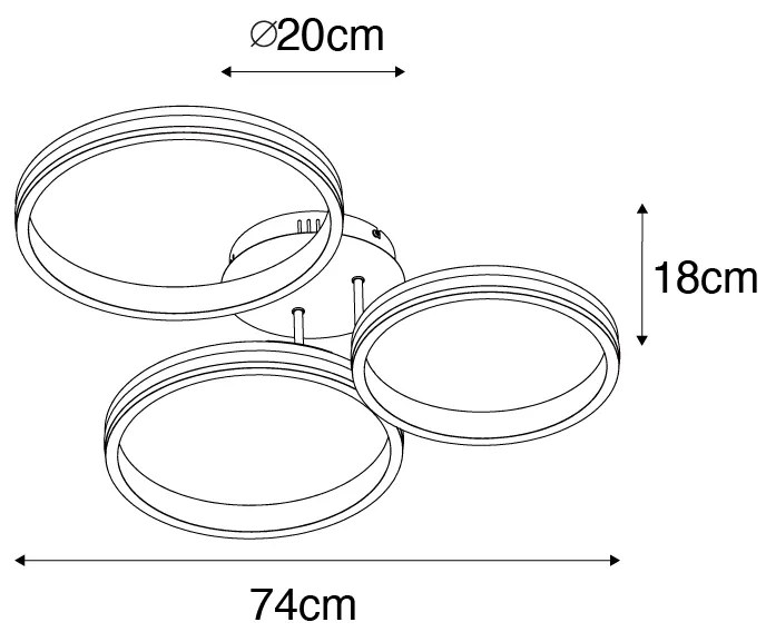 Plafoniera in acciaio con LED dimmerabile a 3 livelli 3 luci - Navara