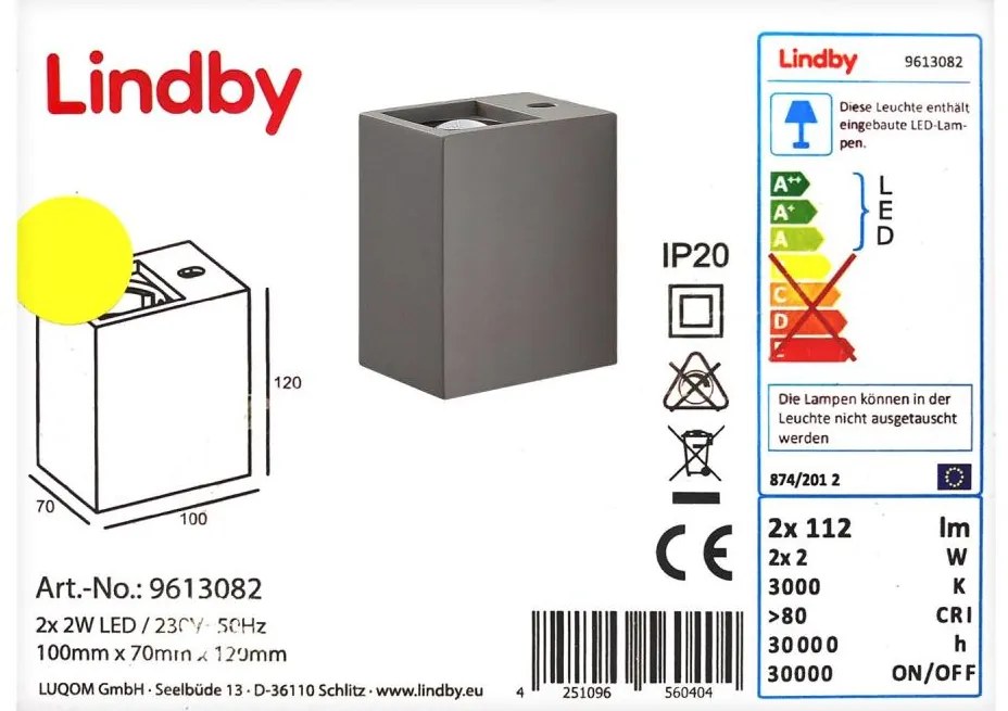 Lampenwelt - Applique a LED CATALEYA 2xLED/2W/230V