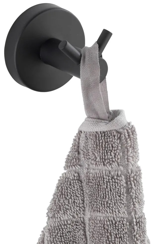 Gancio a parete in acciaio inox nero opaco Bosio - Wenko