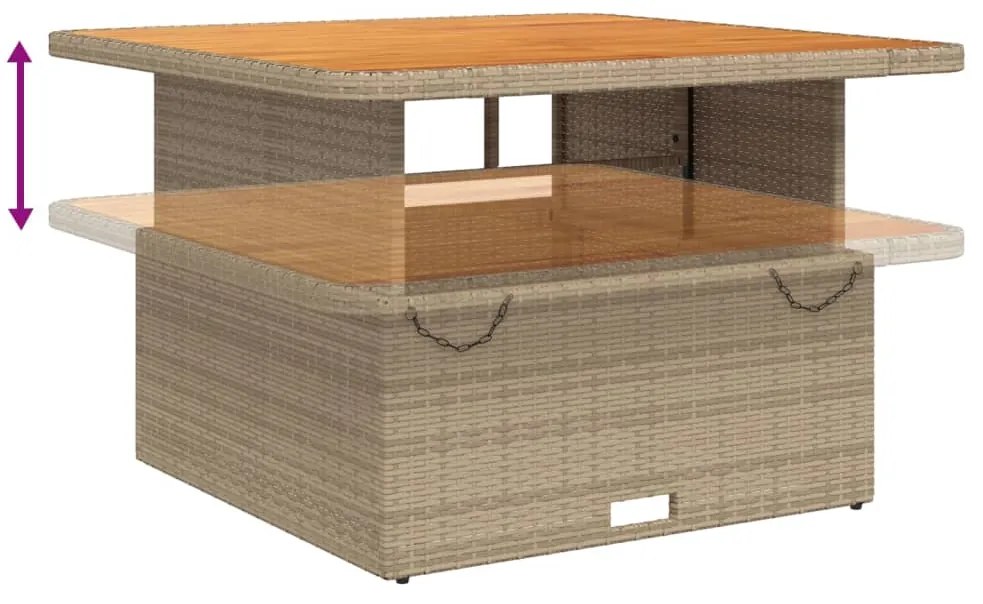 Set da pranzo da giardino 2 pz con cuscini beige in polyrattan