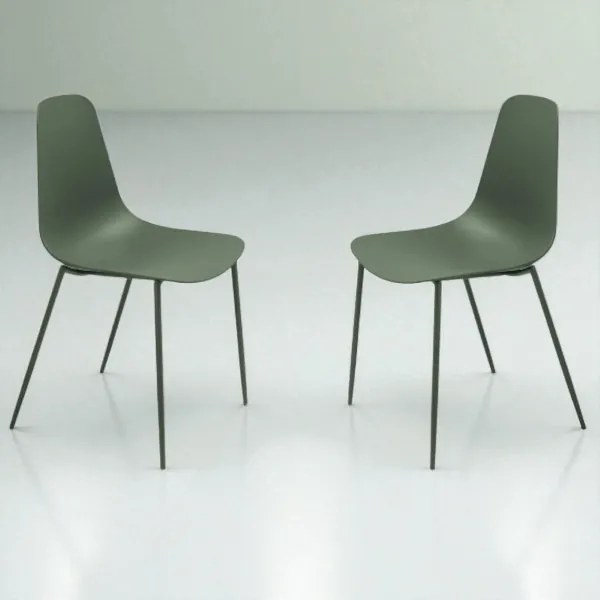 Sedia in polipropilene Verde con gambe in metallo LUANA 2 sedie