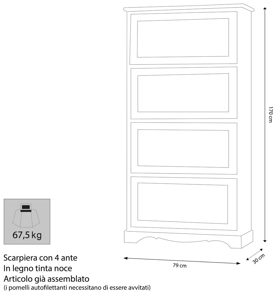 MARY - scarpiera in legno massello