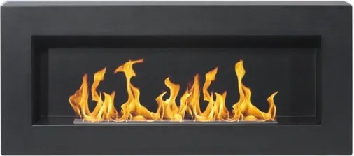 Camino a bioetanolo biocamino da parete Siena Nero L 90 x P 12 x H 40