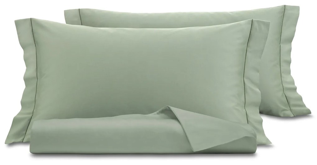 Parure copripiumino matrimoniale raso verde salvia SmartDecoHome