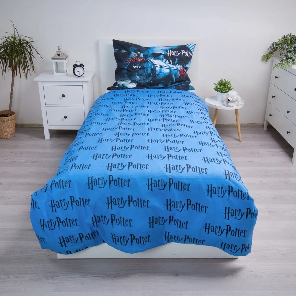Set copripiumino e federa da bambini in cotone per letto singolo 140x200 cm Harry Potter "Hogwarts Express" – Jerry Fabrics