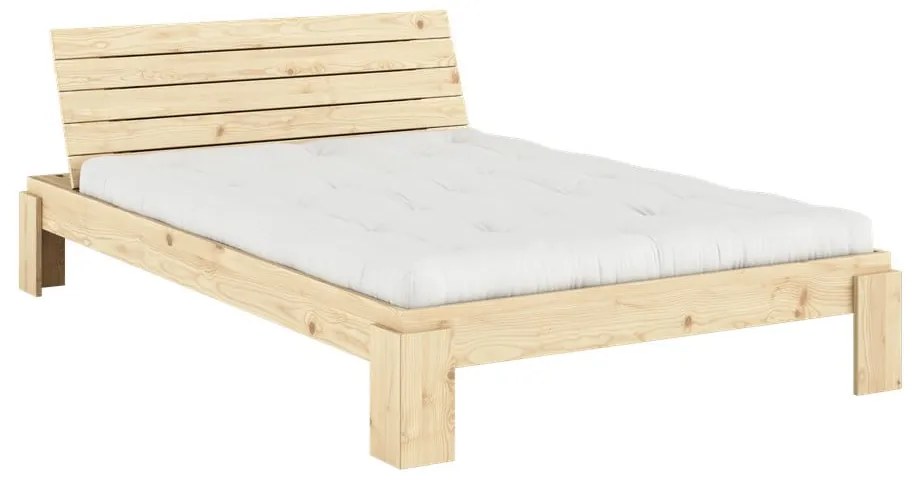 Letto matrimoniale di colore naturale in pino massiccio con rete inclusa 140x200 cm Layers – Karup Design