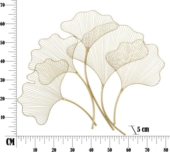 Pannello Decorativo In Ferro A Fiori Glam Leaf 79x5x68 Cm Oro