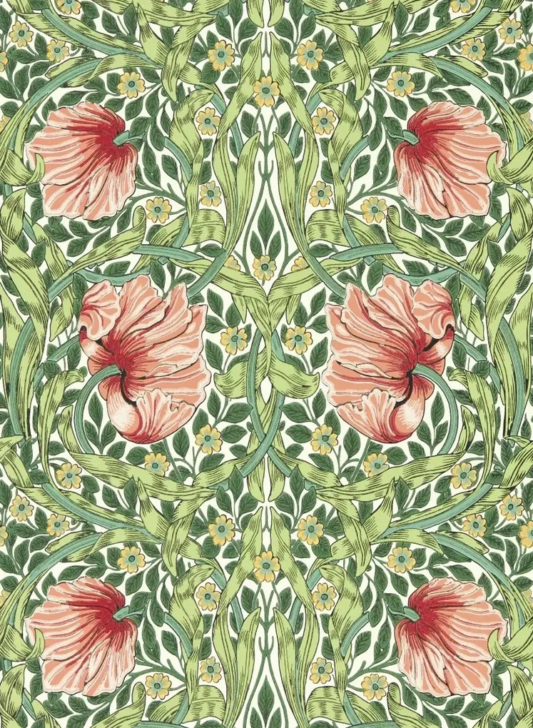 Morris & Co Carta da parati Pimpernel - Shamrock/ Watermelon