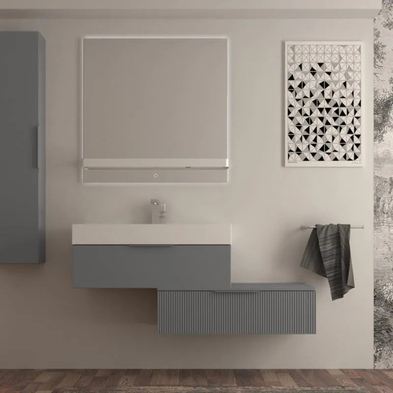 Base per mobile bagno Modula BADEN HAUS 1 cassetto P 45 x L 90 x H 27 cm grigio nuvola