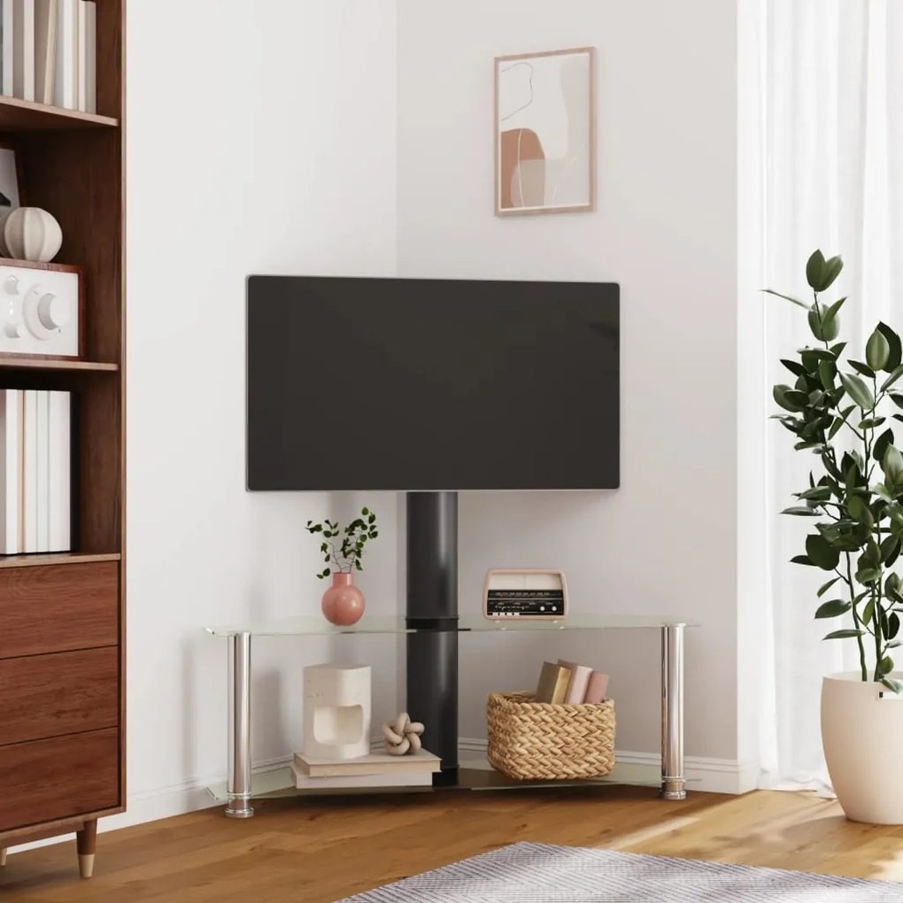 Supporto Tv Angolare 2 Livelli Per 32-70 Pollici Nero E Argento /