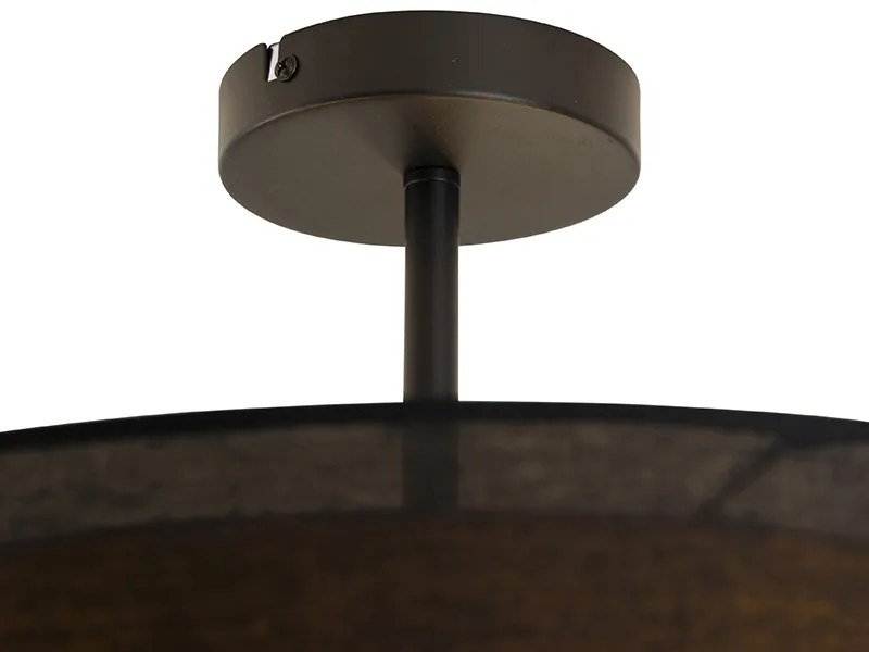 Plafoniera moderna nera con oro 50 cm 3 luci - Drum Duo
