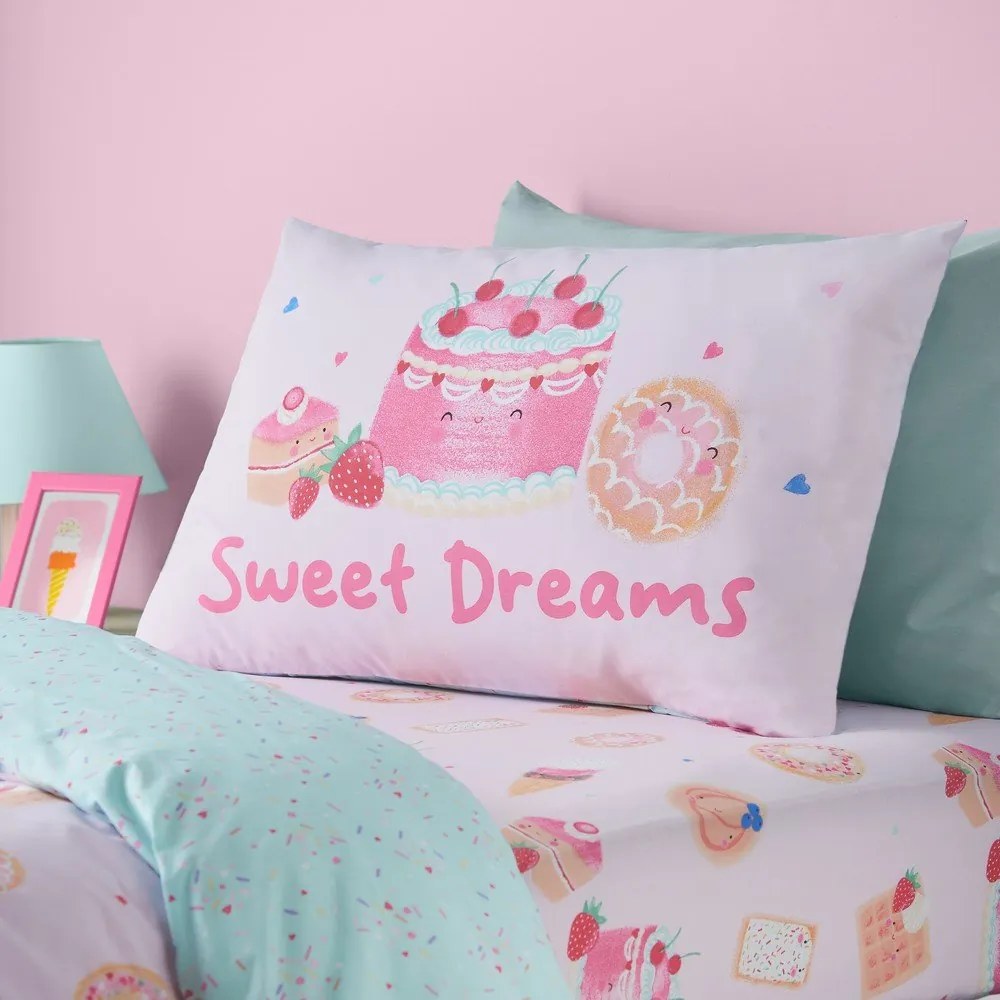 Set copripiumino e federa da bambini rosa per letto singolo 135x200 cm Sweet Treats – Catherine Lansfield